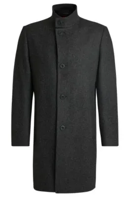 Abrigo formal regular fit en sarga de mezcla de lana