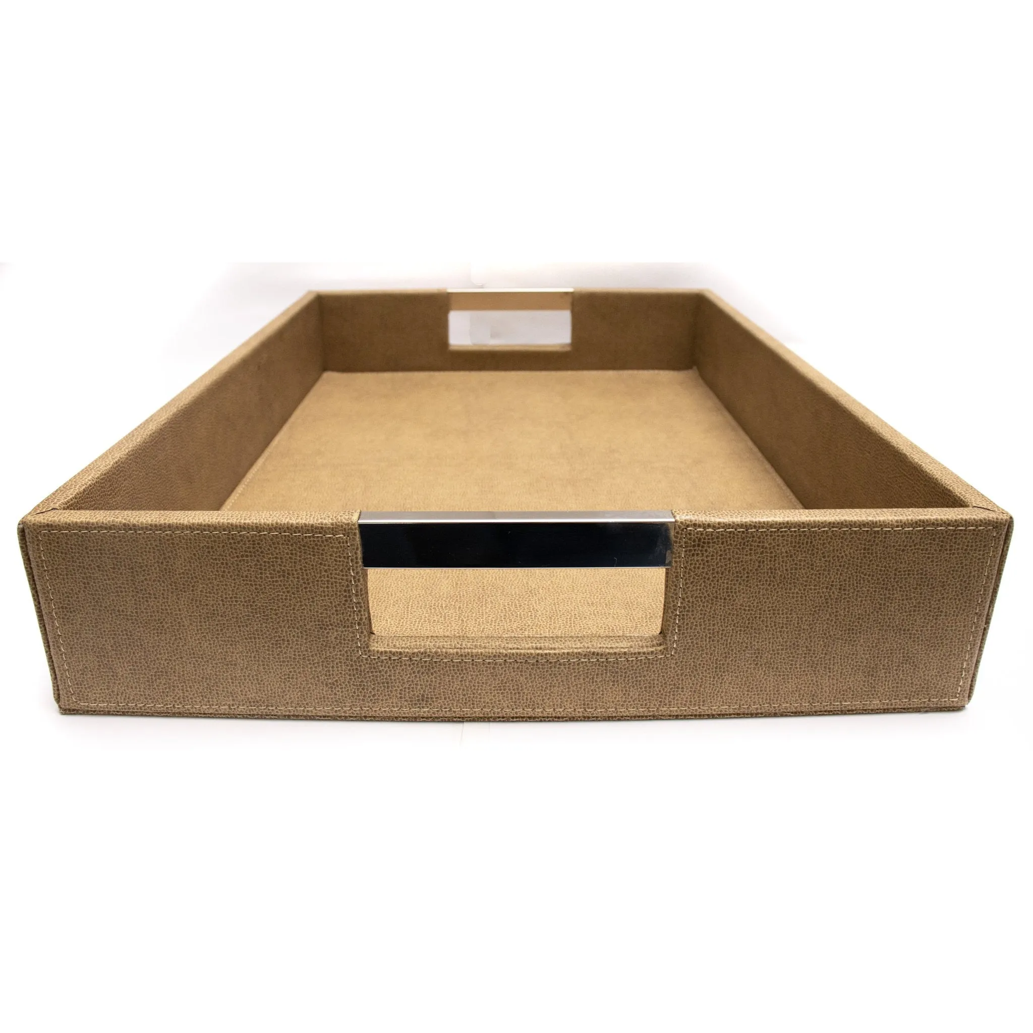 Beige Faux Leather Tray