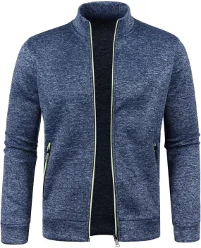 Beokeuioe Sudadera para hombre con cremallera sin capucha  chaqueta deportiva clásica  chaqueta ligera  cuello alto  chaqueta de