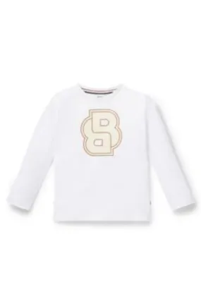 Camiseta de manga larga para niños en algodón con monograma Double B
