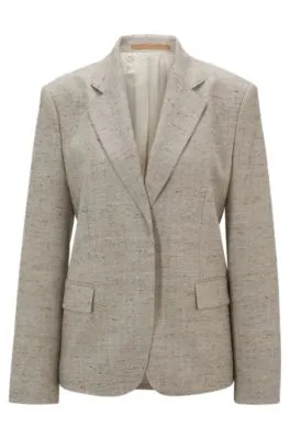 Chaqueta regular fit de mezcla de lana en espiga