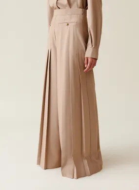 CLAUDIE PIERLOT Pantalón ancho plisado en beige