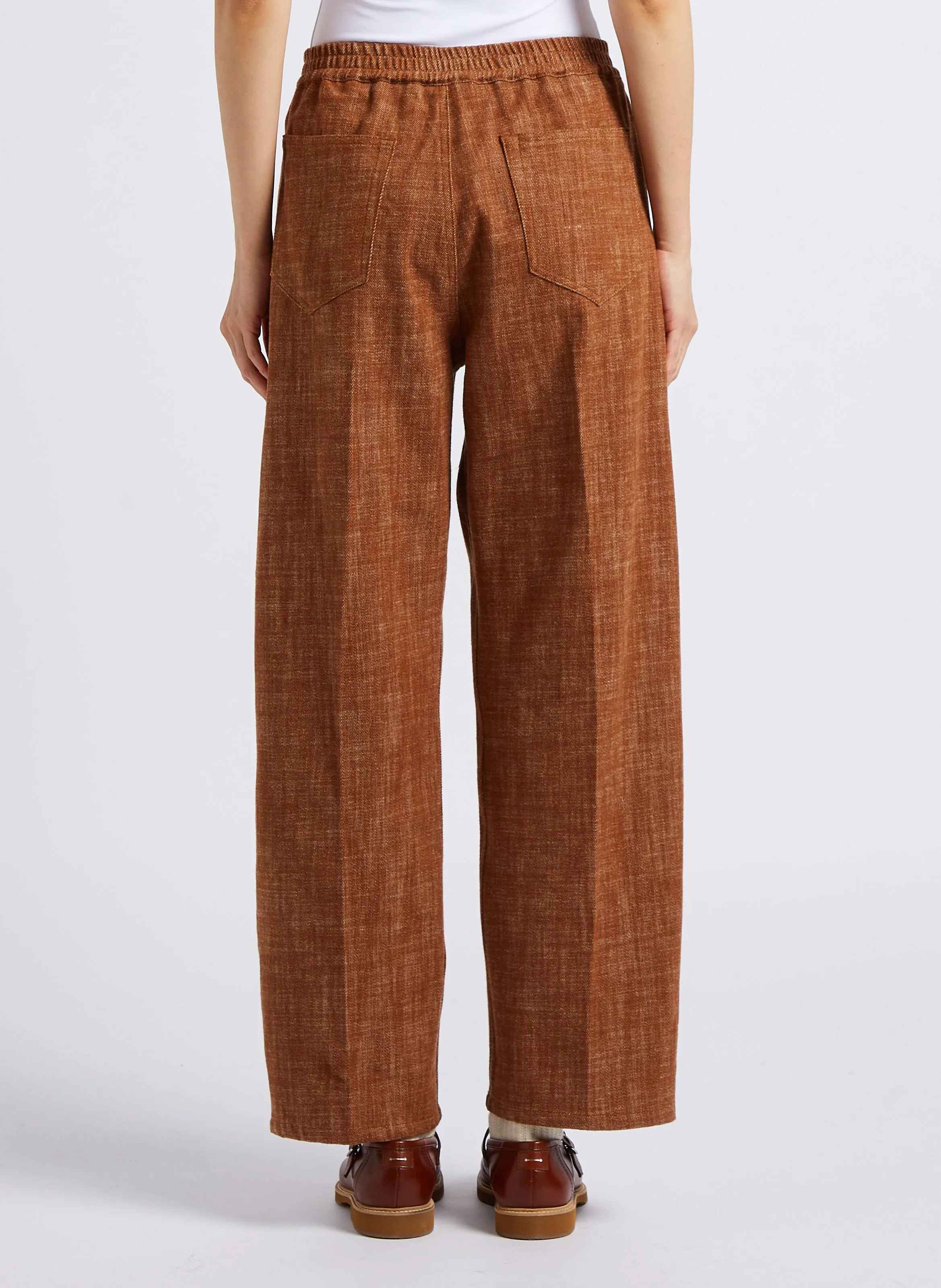 CORTINA - Pantalón ancho de algodón en marron
