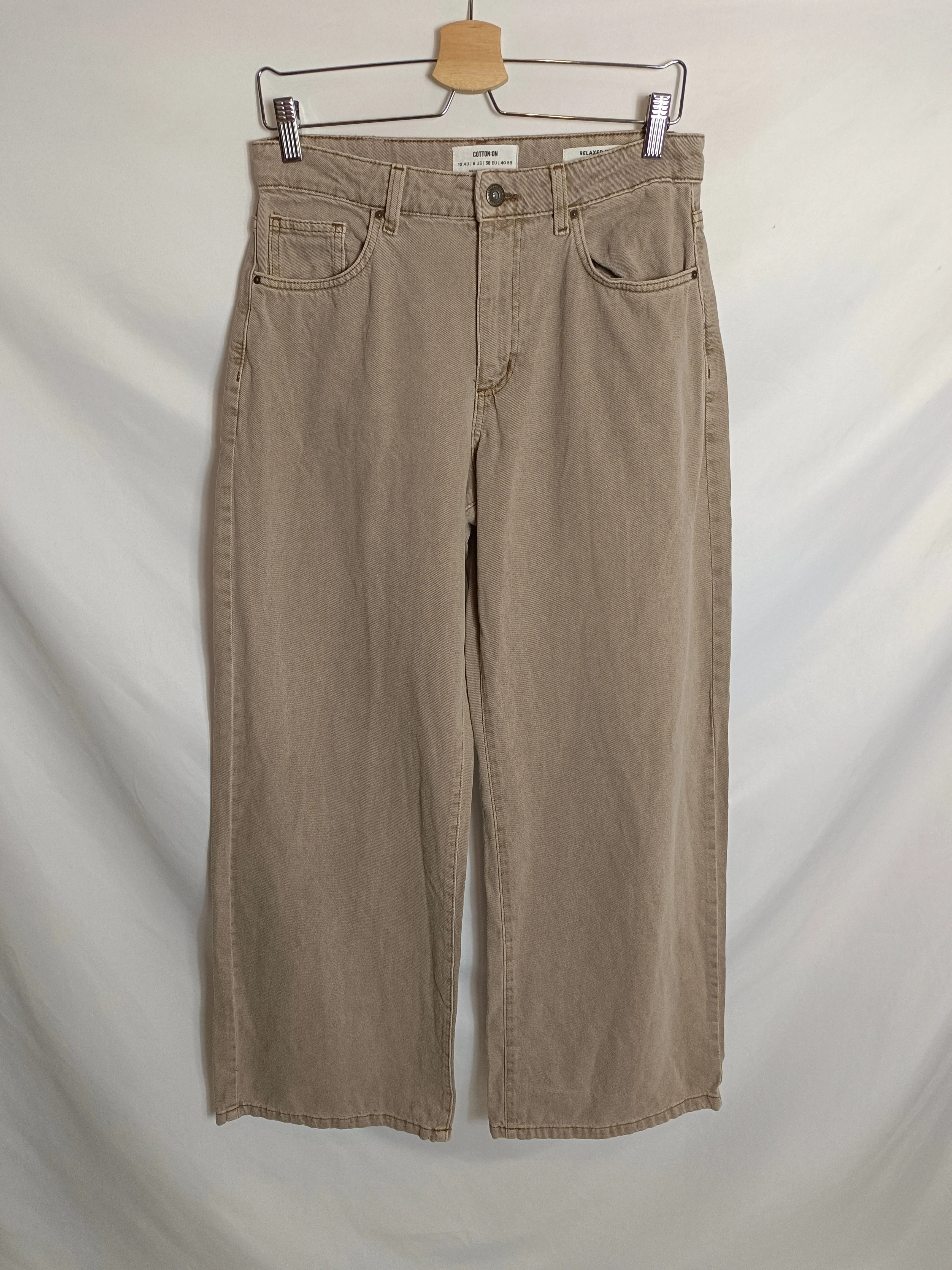 COTTON:ON. Pantalón ancho beige T.38