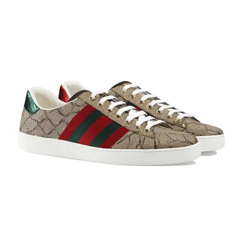 Diseñador zapatos casuales zapatillas para mujer entrenadores deportivos tigre bordado bordado blanco rayas rojos hombres zapati