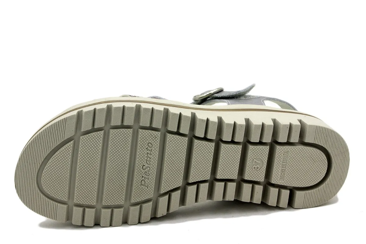 Grey Leather Removable Insole Sandal