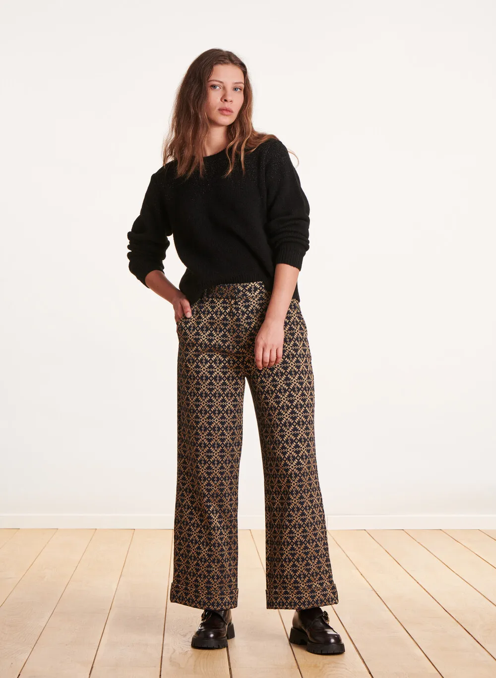 LA FEE MARABOUTEE Pantalón ancho en negro