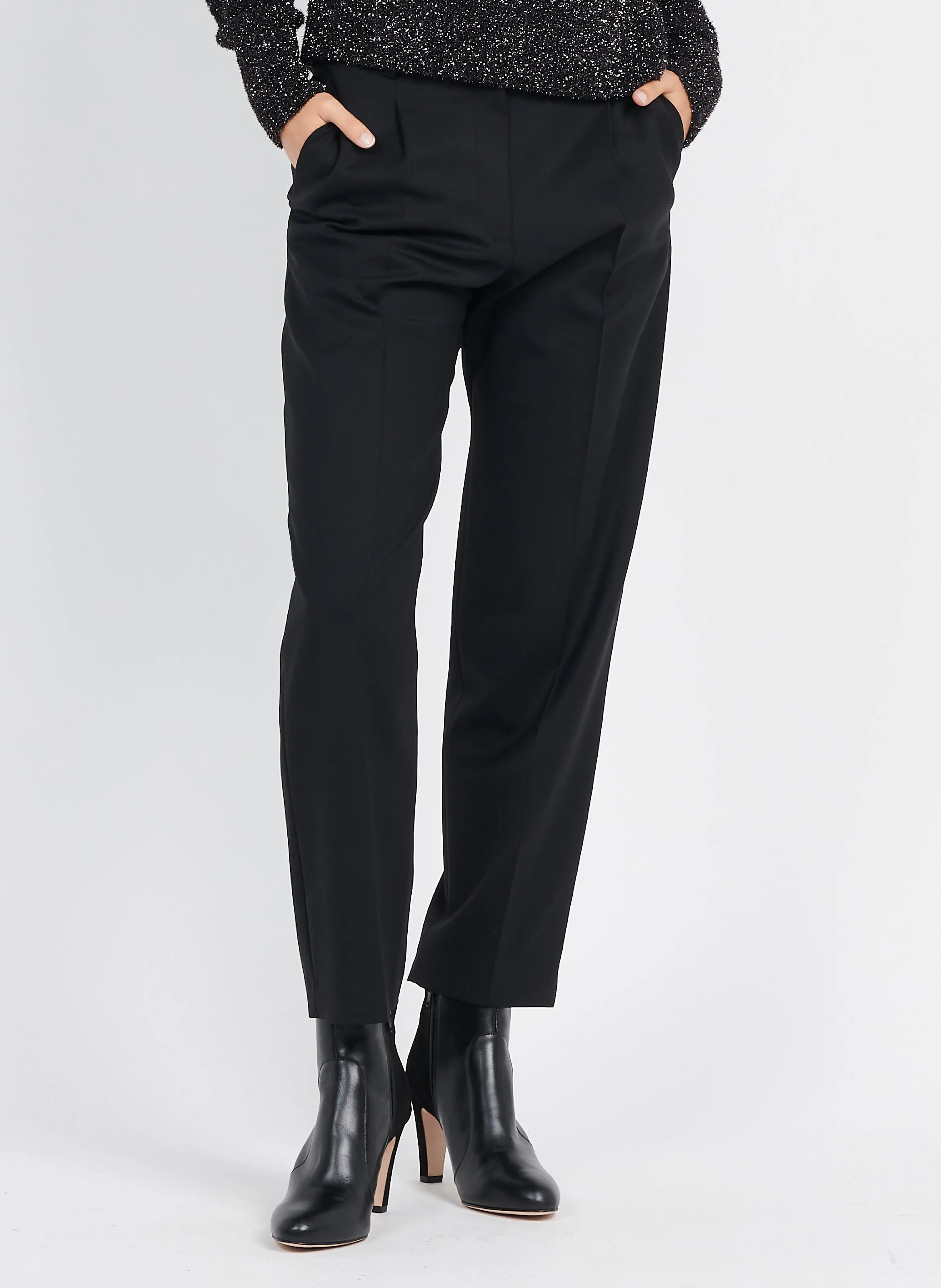 LAVERTI - Pantalón recto de mezcla de lana en negro