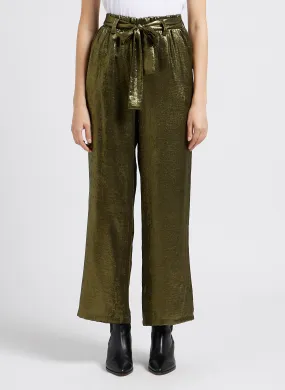 METALLA - Pantalón ancho satinado en caqui