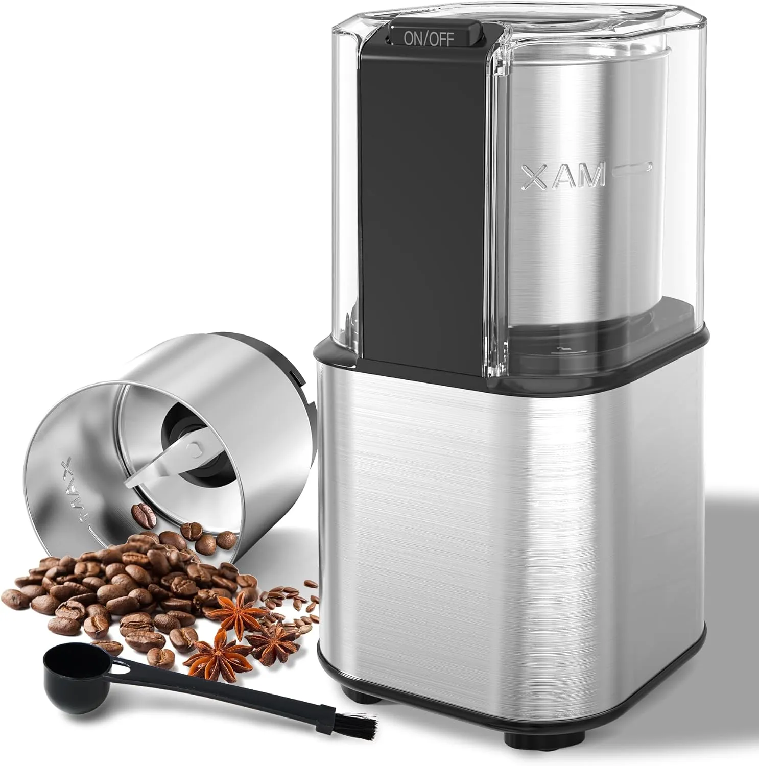 OMISOON Molinillo Cafe Electrico 150W, Molinillo Café con 2 Cuchillas Acero Inoxidable, Capacidad 60gr, Molinillo de Cafe para E