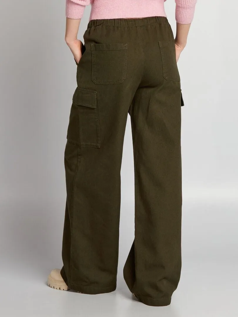 Pantalón ancho con bolsillos - KAKI