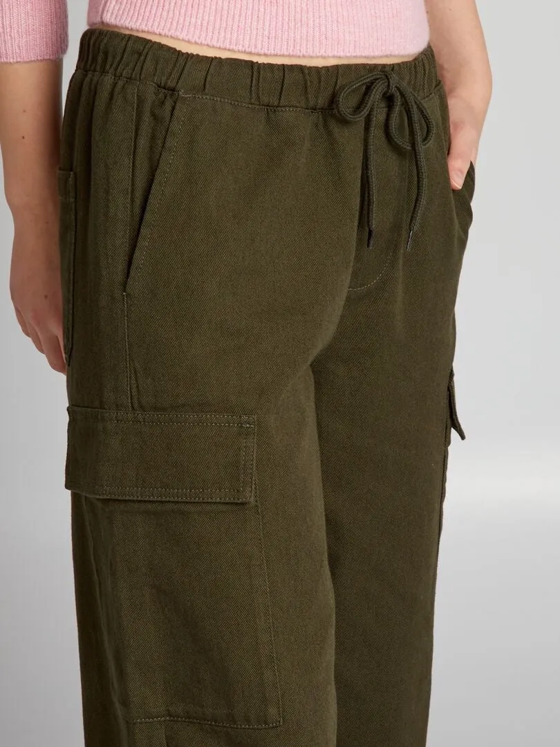 Pantalón ancho con bolsillos - KAKI