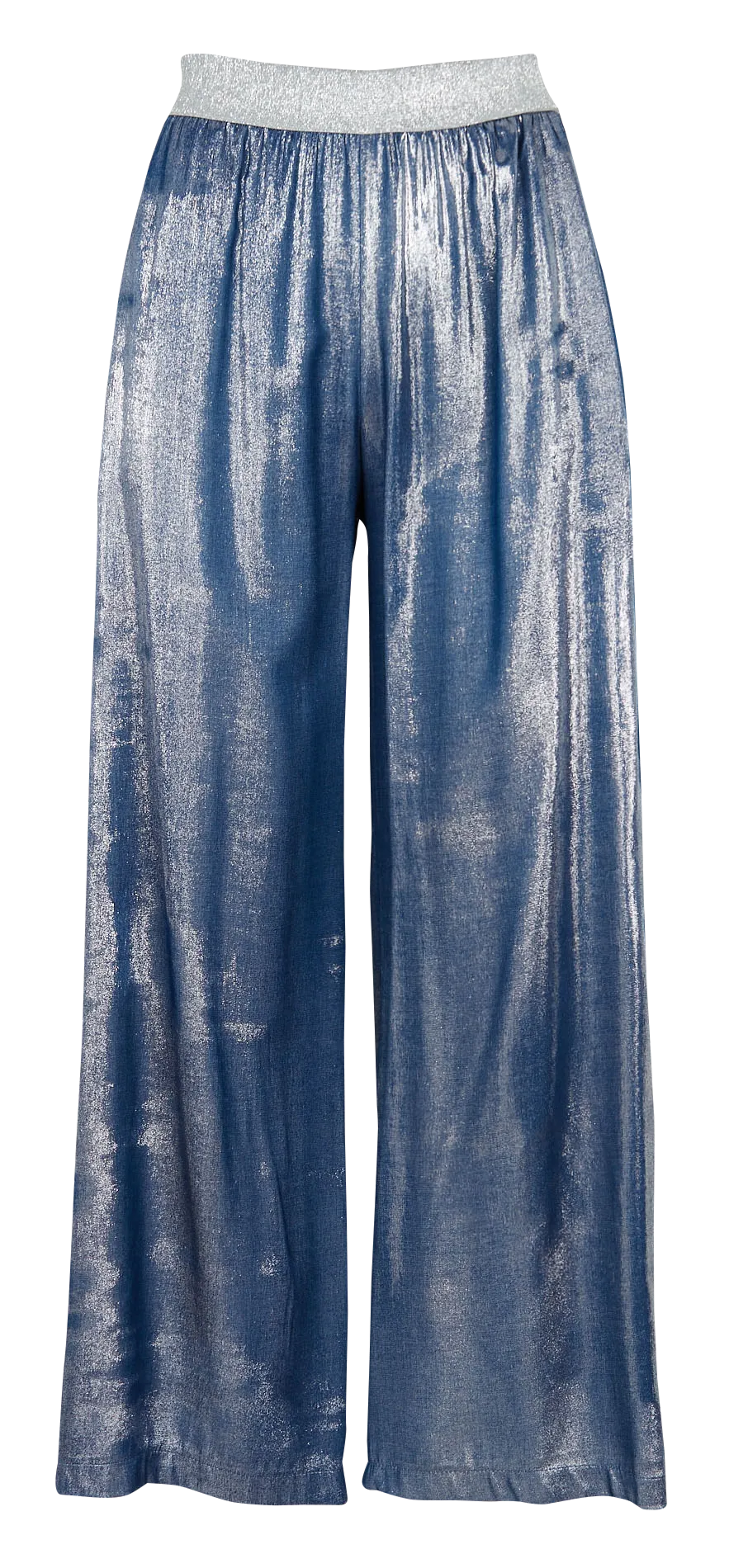Pantalón ancho de tiro alto en azul