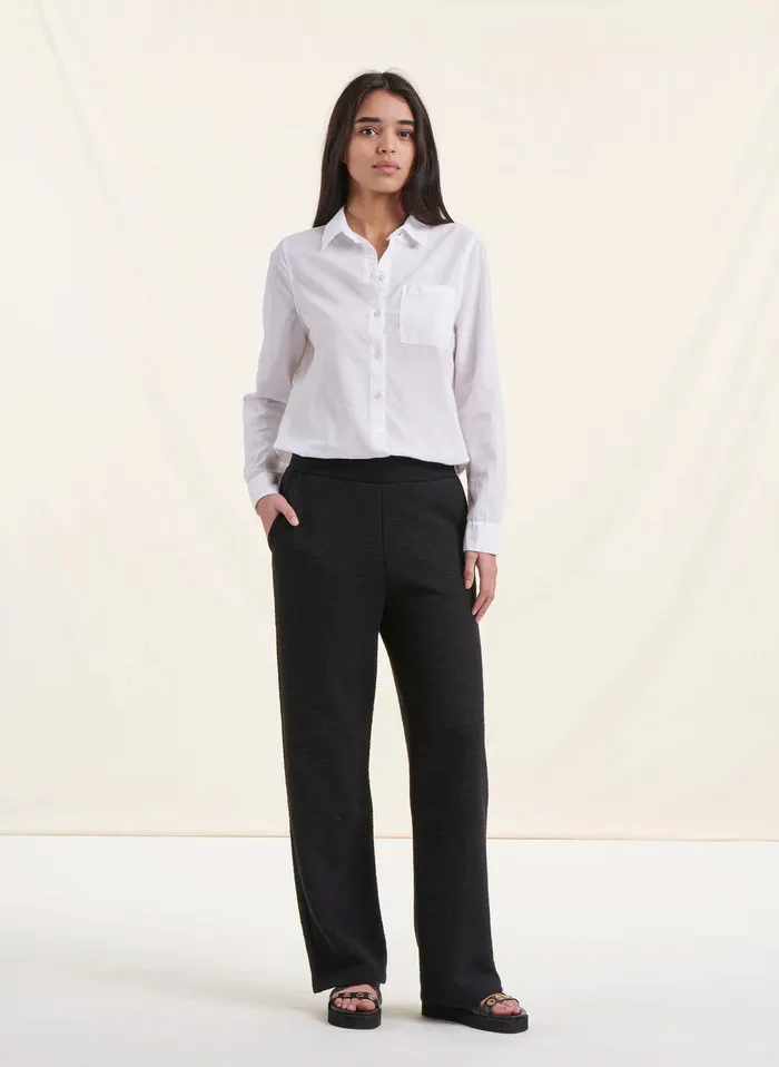 Pantalón recto de mezcla de algodón en negro