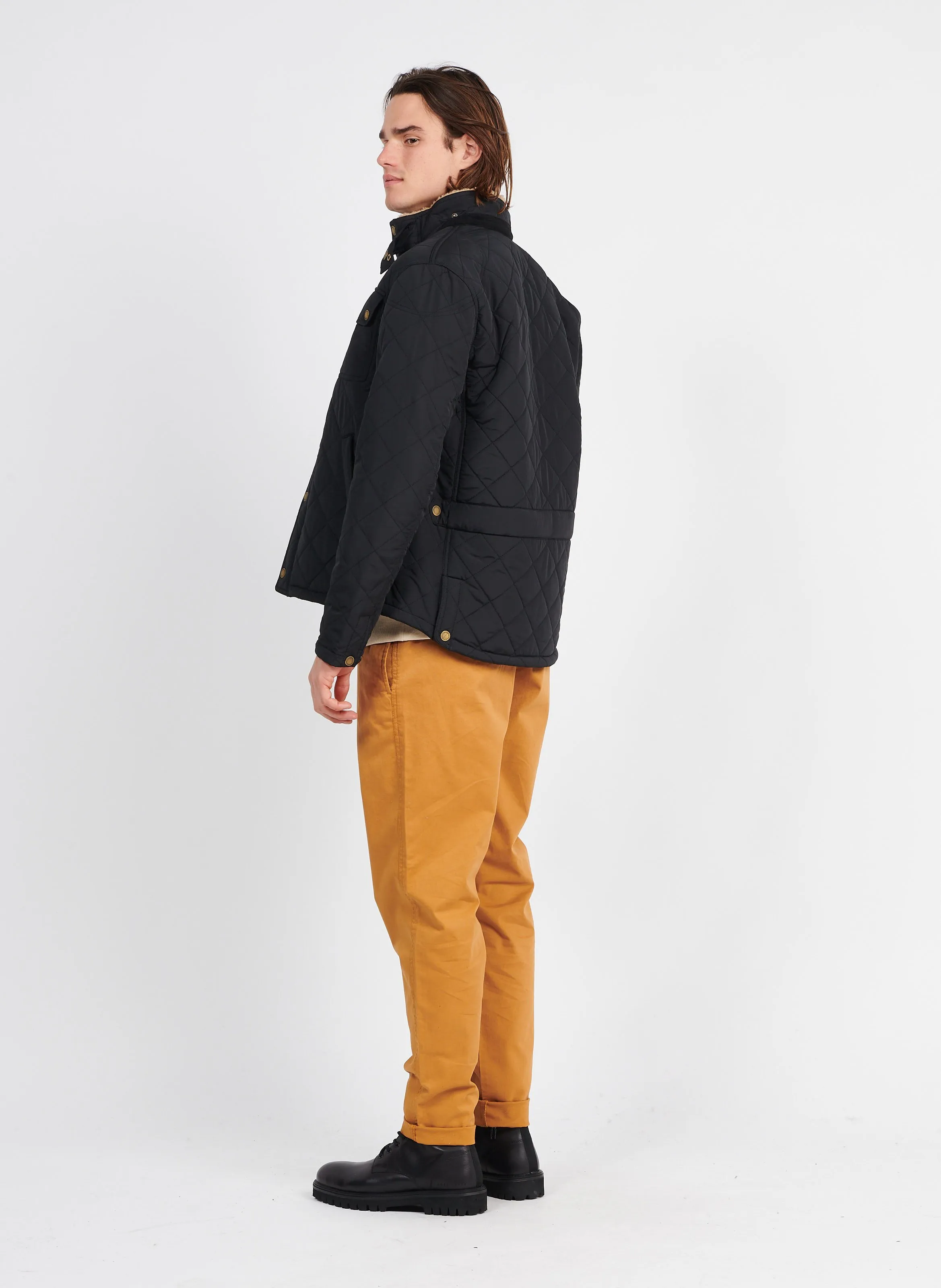 Pantalón recto de mezcla de algodón orgánico en marron