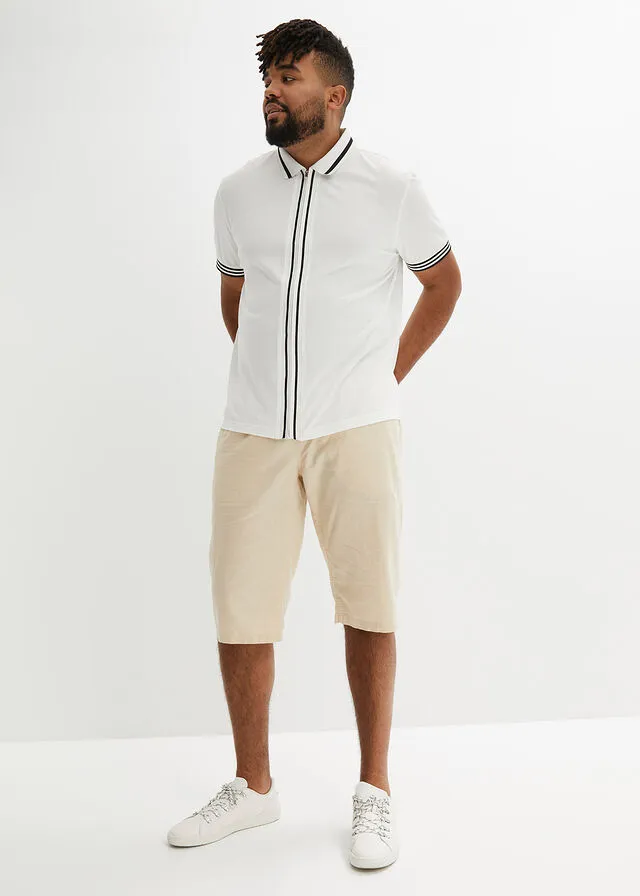 Polo con cremallera Negro-blanco