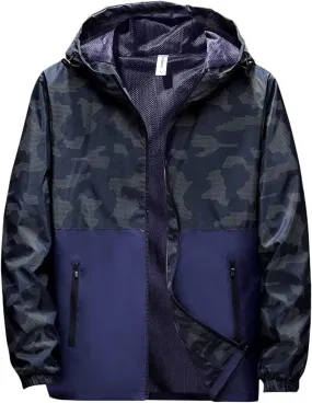 Ruamilyy Chaqueta cortavientos ligera y fina para hombre  sudadera con capucha  chaqueta básica para hombre  chaqueta de entreti