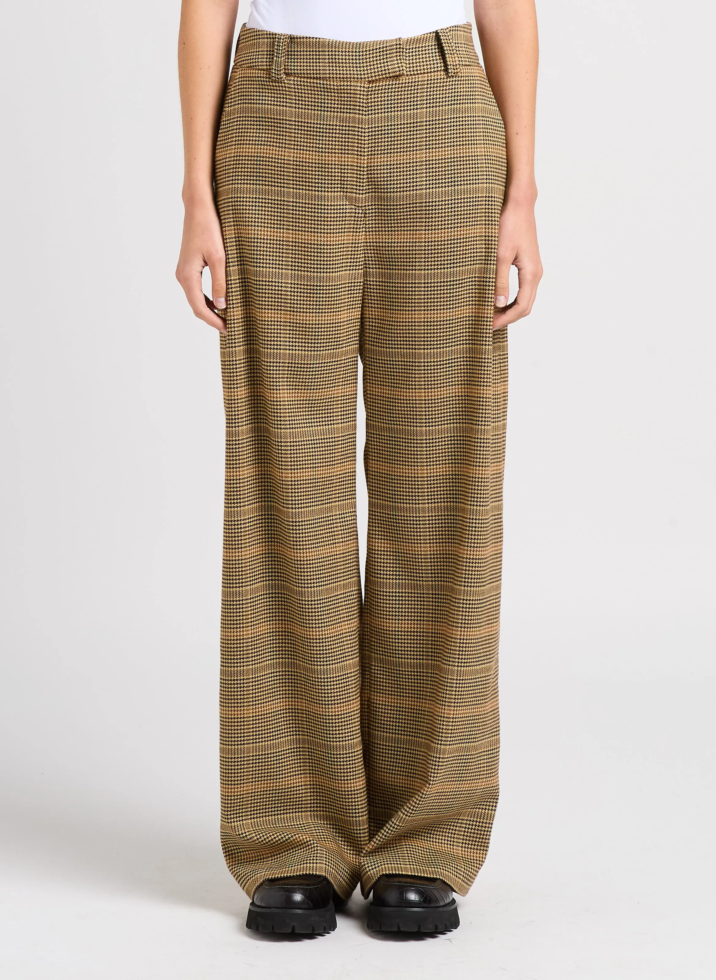 SUNCOO JOHN - Pantalón ancho estampado en marron