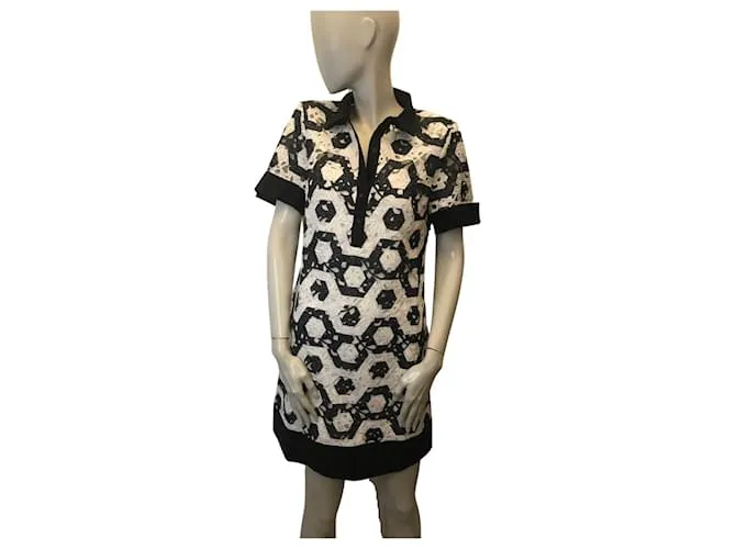 Vestido guipur Anne Fontaine Negro Blanco 