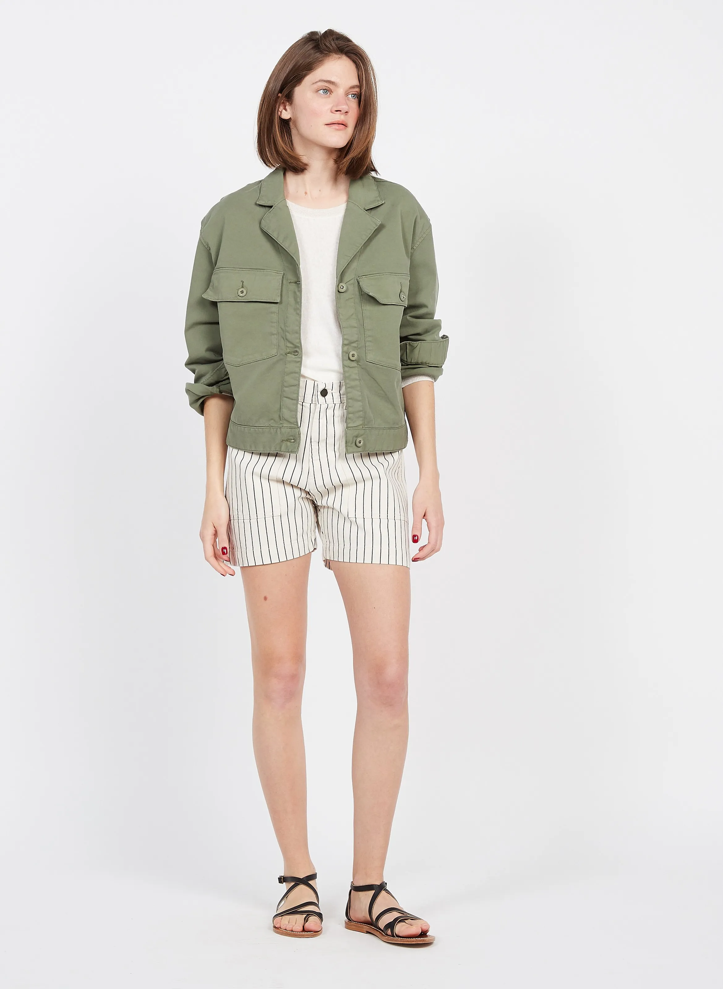 YANKEE - Chaqueta corta de mezcla de algodón en verde